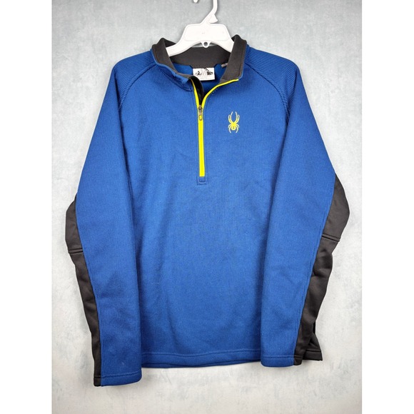 Spyder Other - Spyder Mens Blue Waffle Knit Quarter Zip Pullover Fleece Lined Jacket Large
